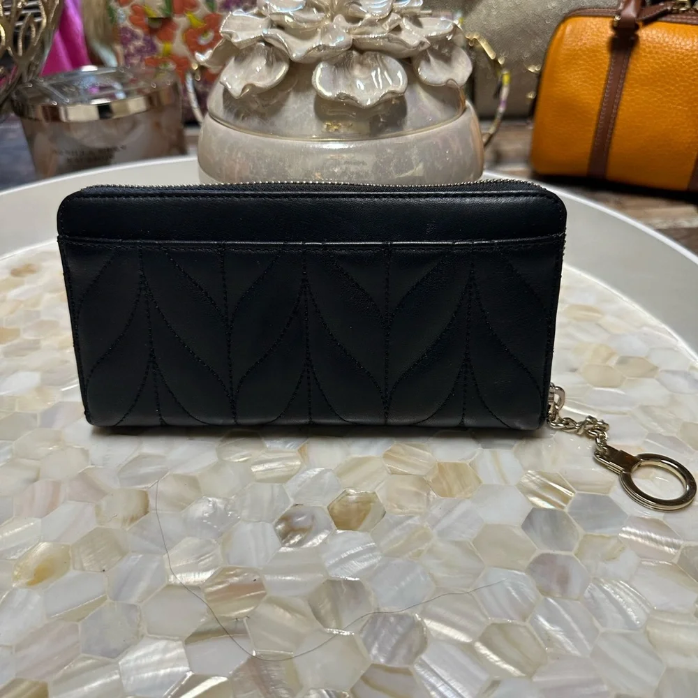 Gorgeous Kate Spade Quilted Black Leather Handbag And Matching Wallet!